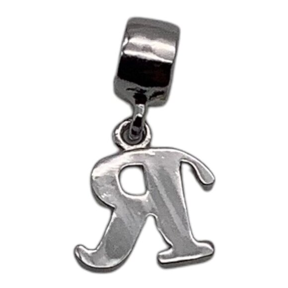 Crystal Initial Letter R Charm Sliver Tone For Bracelets & Necklaces Unisex - Picture 2 of 6